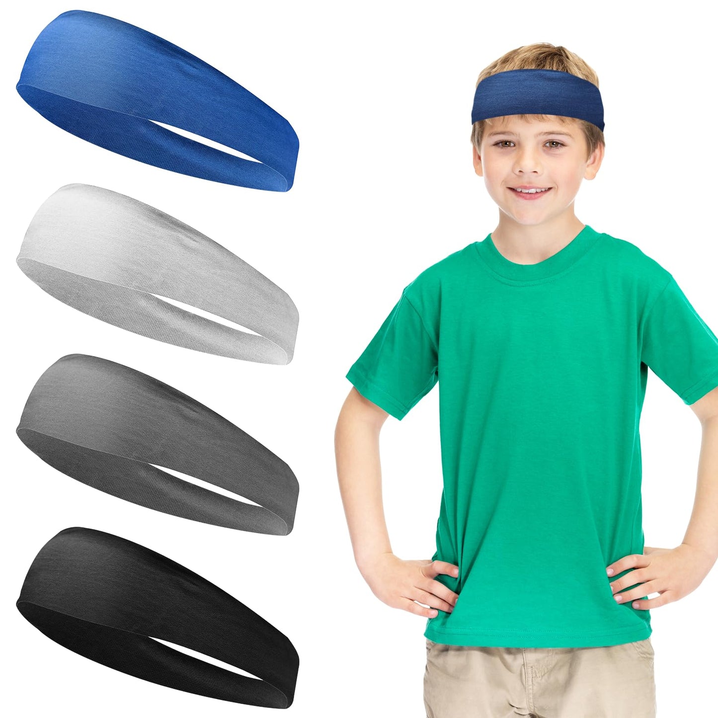 4 Pcs Football Sports Fan Headband Basketball Hair Bands Baseball Gear Gym Workout Sweatbands Running Yoga Athletic Bandana