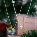 Collier en or Poxtex pour femme avec pendentif en croix délicat 14 carats, collier simple de foi chrétienne, petit collier épais en croix pour femme, bijoux cadeau, colliers ras du cou en croix imperméables et anti-ternissement