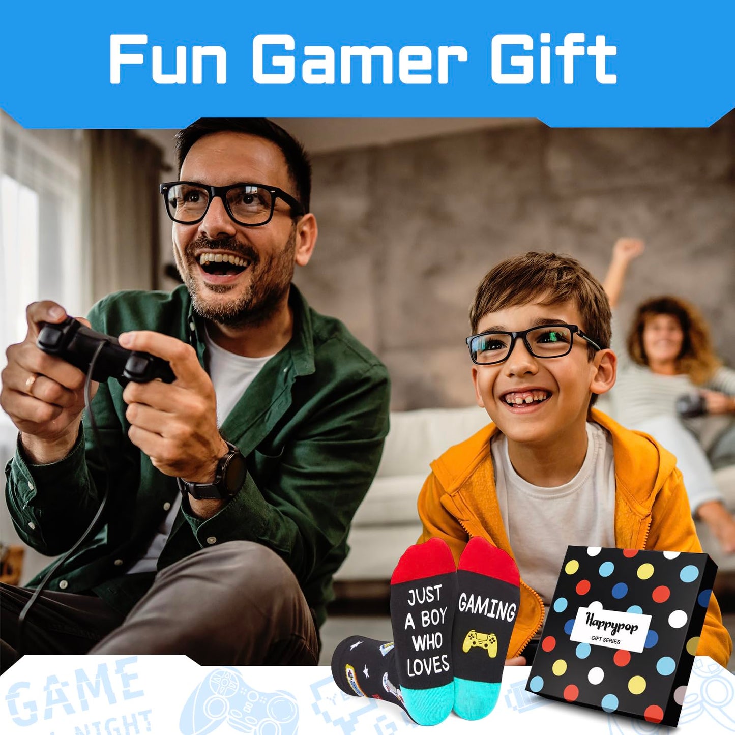 Cadeaux de jeu pour les adolescents joueurs - Chaussettes de jeu amusantes Chaussettes de jeu vidéo Cadeaux de Noël pour les enfants de 4 à 6 ans