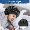 Gorros de seda para hombres, gorro de satén para dormir, dobladillo ajustable y doble capa, gorro grande para dormir para trenzas de cabello rizado que se mantiene puesto toda la noche (negro)