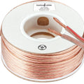 Kinter Cable 100ft 16-Gauge Audio Stereo Speaker Wire Cable, 100 Feet, 30.48 Meters, 2 Conductor, Polarity Marked, Flexible Clear PVC, CCA, Home Theater, HiFi, Surround or Auto Amps