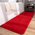 Red Rug 2x6 Feet - Fluffy Red Runner Rugs for Bedroom Shaggy 2' X 6' Living Room Rug Soft Rugs for Kids Room Non-Slip Nursery Office Dorm Washable Carpets Home Decor