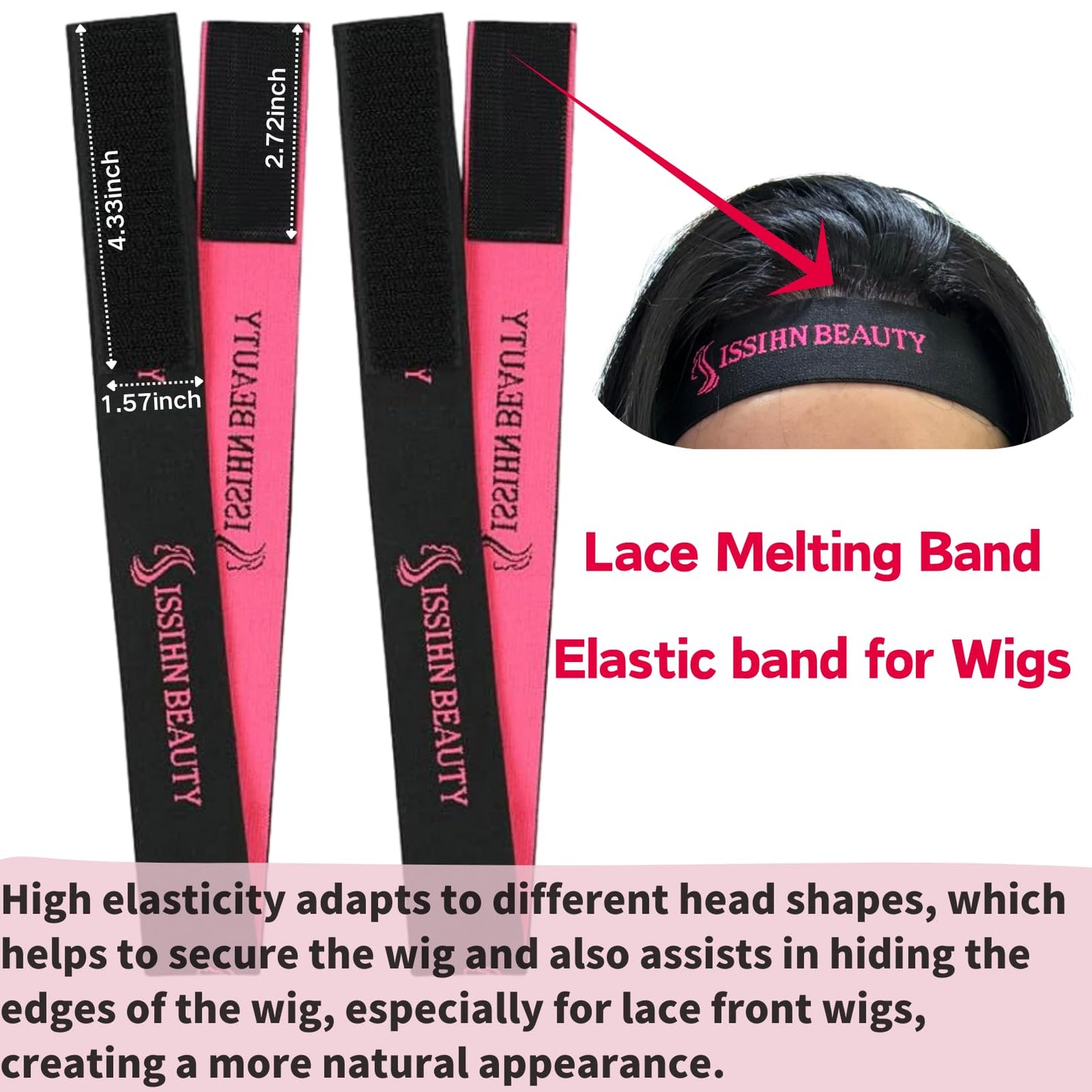 Lace Wig Grip Cap Women: 4x5 Transparent Swiss Lace Front - Non-slip Wig Gripper for Keeping Wigs In Place - Adjustable Elastic Headband with Velcro