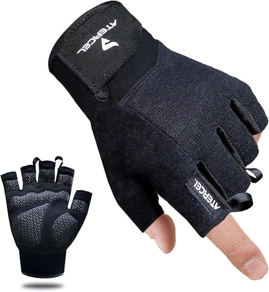 Gants d'entraînement ATERCEL pour hommes et femmes, gants d'exercice pour l'haltérophilie, le cyclisme, la gym, l'entraînement, respirants et ajustés (noir, M)