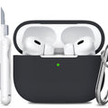 R-fun Compatible avec AirPods Pro 2e/1ère génération Étui avec kit de nettoyage, protection complète en silicone compatible avec Apple AirPods Pro 2023/2022/2019 Étui de chargement, LED avant visible, Noir