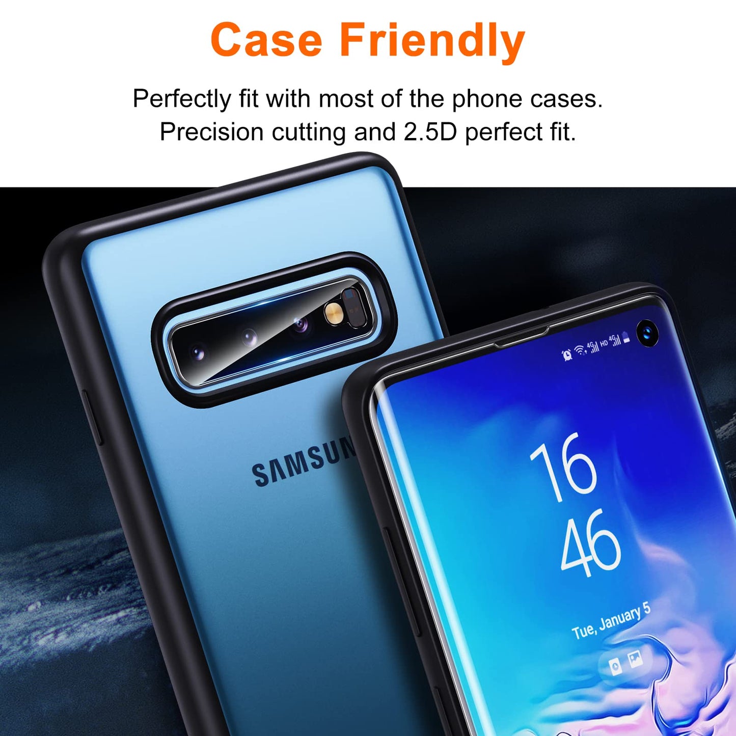 UniqueMe [2+2 Pack] Unique Me Compatible with Samsung Galaxy S10 Full Coverage Flexible TPU Screen Protector and Camera Lens Protector 【Not Fit for Samsung S10 Plus】