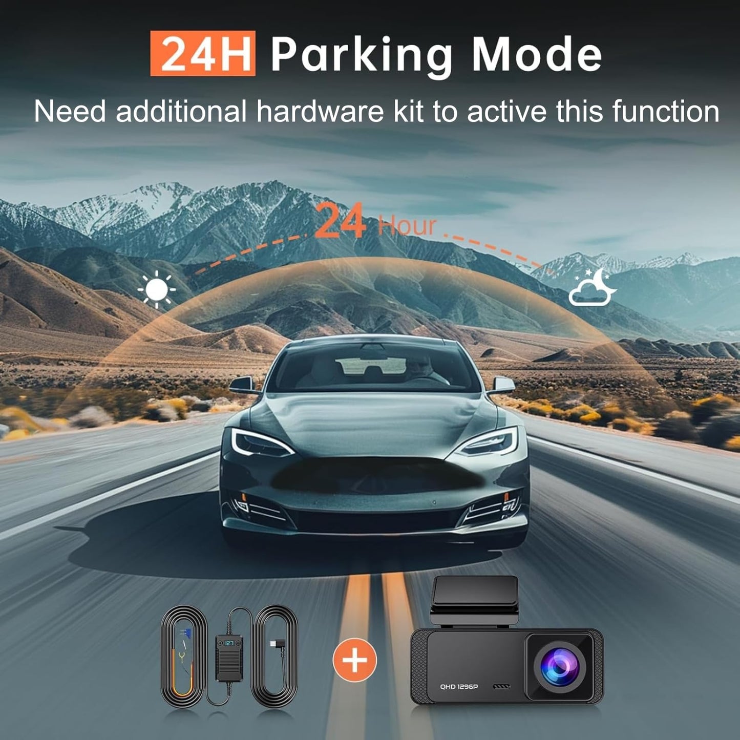 Dash Cam 1296P Front Dashcam, V300 WiFi Dash Camera for Cars with App, Night Vision, Mini Hidden Single Car Camera, Loop Recording, 24H Parking Mode, Support 256GB Max, Black