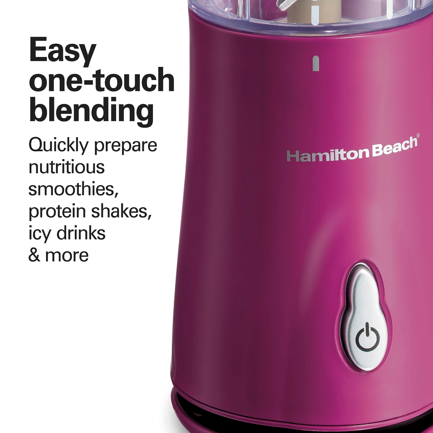 Hamilton Beach Portable Blender for Shakes and Smoothies with 14 Oz BPA Free Travel Cup and Lid, Durable Stainless Steel Blades for Powerful Blending Performance, Raspberry (51131)