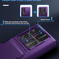 Viaotaily for Samsung Galaxy Z Fold 4 Case with Card Holder & Slide Camera Cover, Built-in Screen Protector & Hinge Protection, Shockproof Durable Wallet Phone Case for Galaxy Z Fold 4, Dark Purple