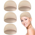 4 piezas de gorro de peluca de fibra de bambú, gorro de peluca de bambú para mujer, gorro calvo elástico transpirable para la caída del cabello debajo de las pelucas (beige)