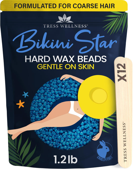 Perles de cire dure pour épilation Tress Wellness - Pour peaux sensibles - Bikini Star 1,2 lb