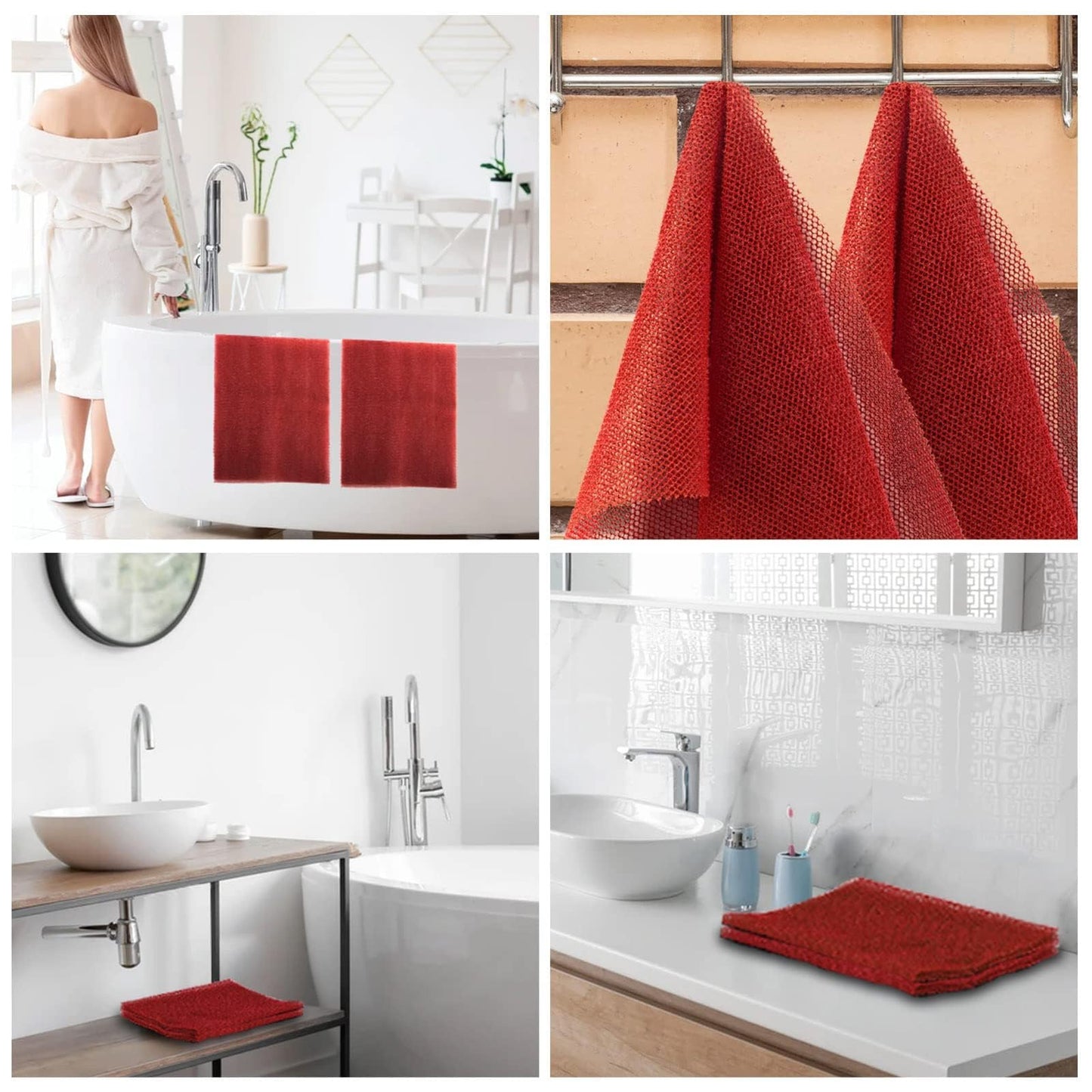 2 Pieces African Bath Sponge African Net Long Net Bath Sponge Exfoliating Shower Body Scrubber Back Scrubber Skin Smoother,Great for Daily Use (Red)