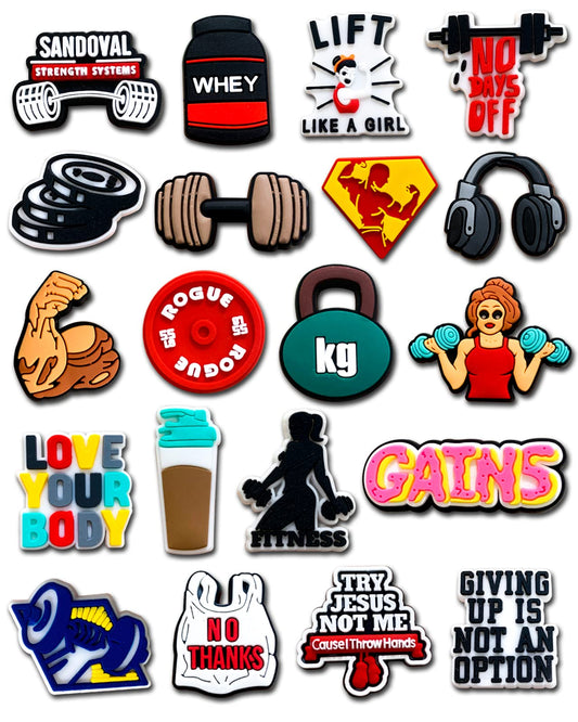 20 35PCS Gym Shoe Decoration Charms for Clog Decoration, Fitness Charms Accessories for Adult Men Women (20)