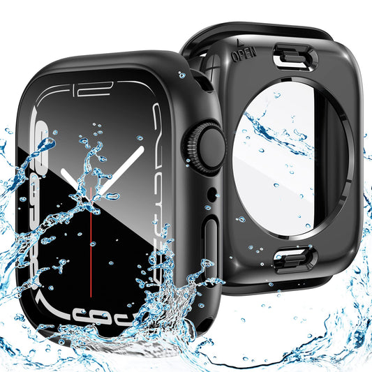 Goton 2 in 1 Waterproof Case for Apple Watch Screen Protector 44mm SE 2nd Gen Series 6 5 4, 360 Protective Glass Face Cover Hard PC Bumper + Back Frame for iWatch Accessories 44 mm