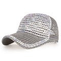 Casquette de baseball en maille pour homme et femme, avec strass et cristaux, ajustable, brillante, décontractée, sport, chapeau de soleil respirant