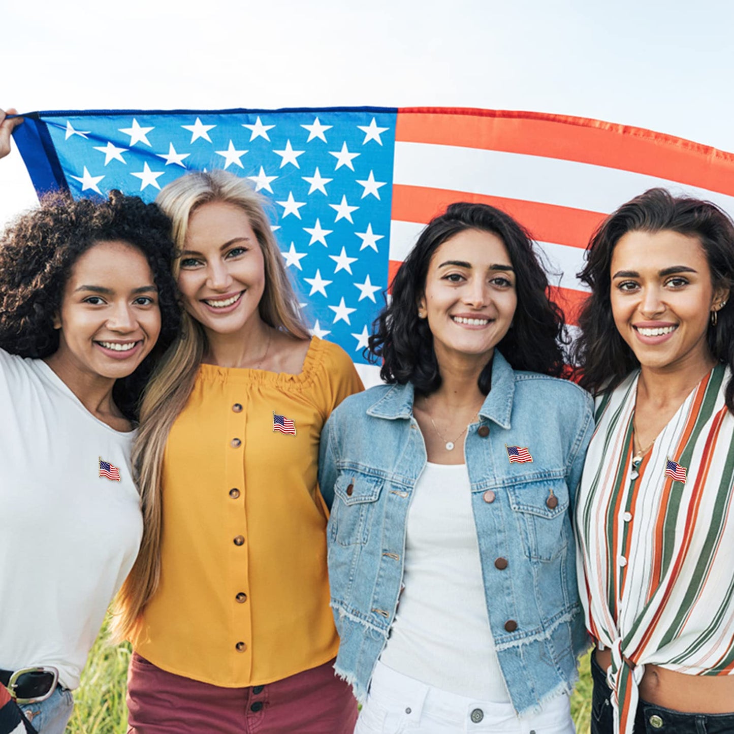 50 prendedores de solapa con la bandera estadounidense que ondean para el Día de los Veteranos, decoraciones para el Día de los Caídos por la Independencia, regalos, prendedores con la bandera de EE. UU., accesorios para el 4 de julio