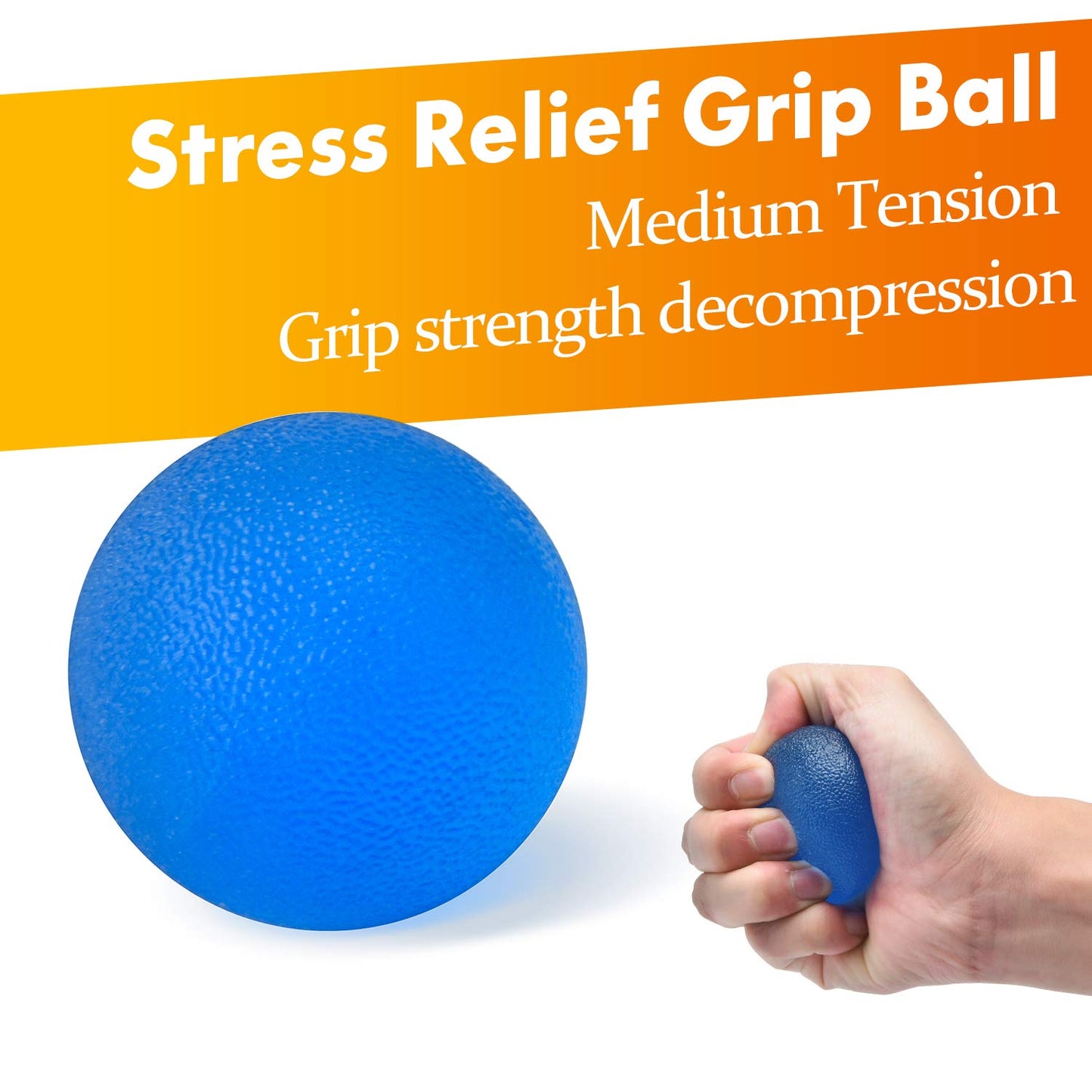 IMENSEAS Grip Strength Trainer 7 Pack Adjustable, Finger Stretcher Resistance Extensor Bands, Finger Exerciser, Hand Gripper Strength Ring & Stress Ball, Blue