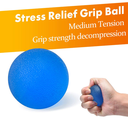 IMENSEAS Grip Strength Trainer 7 Pack Adjustable, Finger Stretcher Resistance Extensor Bands, Finger Exerciser, Hand Gripper Strength Ring & Stress Ball, Blue