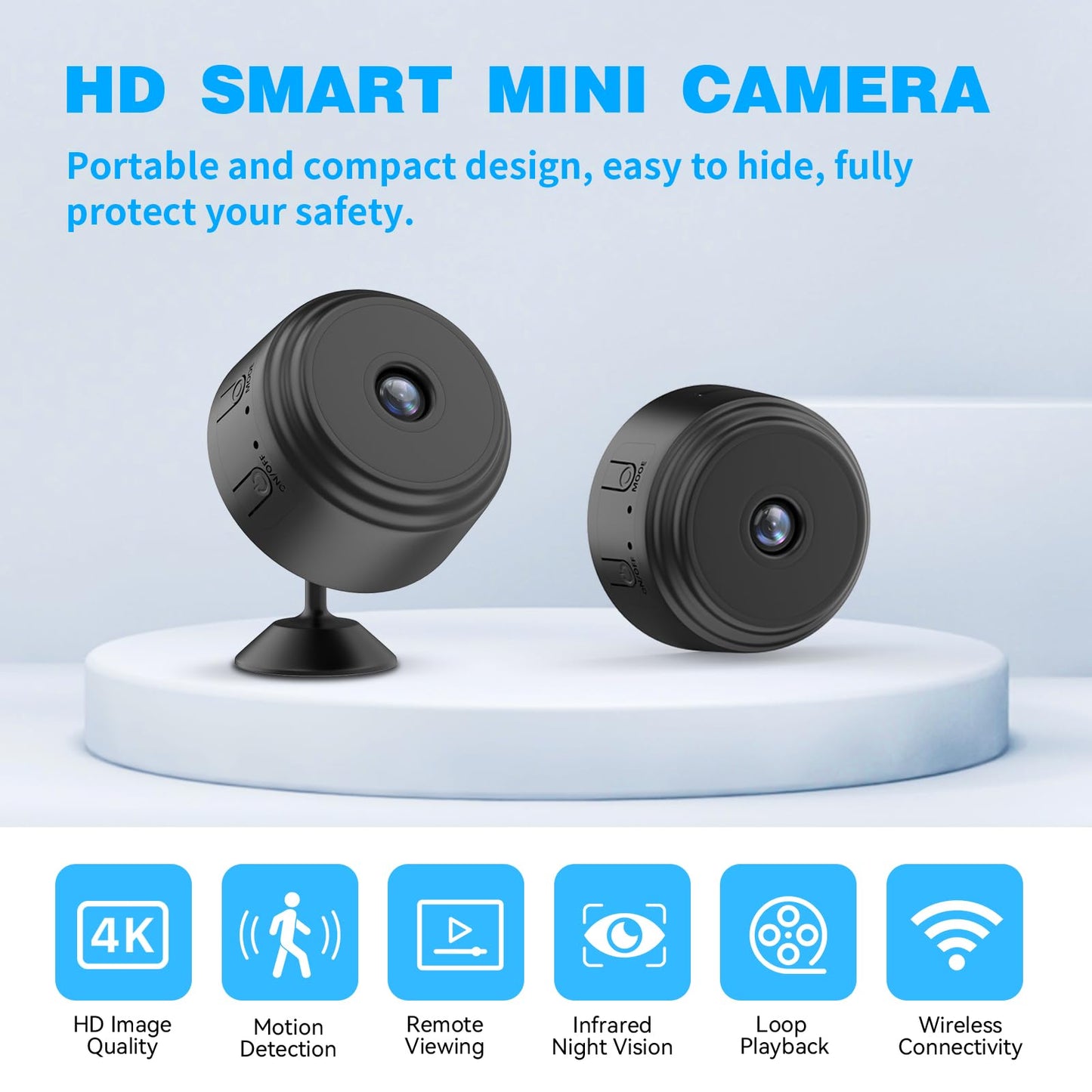 ZDO Mini Camera, Wireless WiFi Camera, Home Security 4K Camera, WiFi Camera, Smart Indoor Camera Small WiFi Outdoor Portable Cameras Nanny Cam