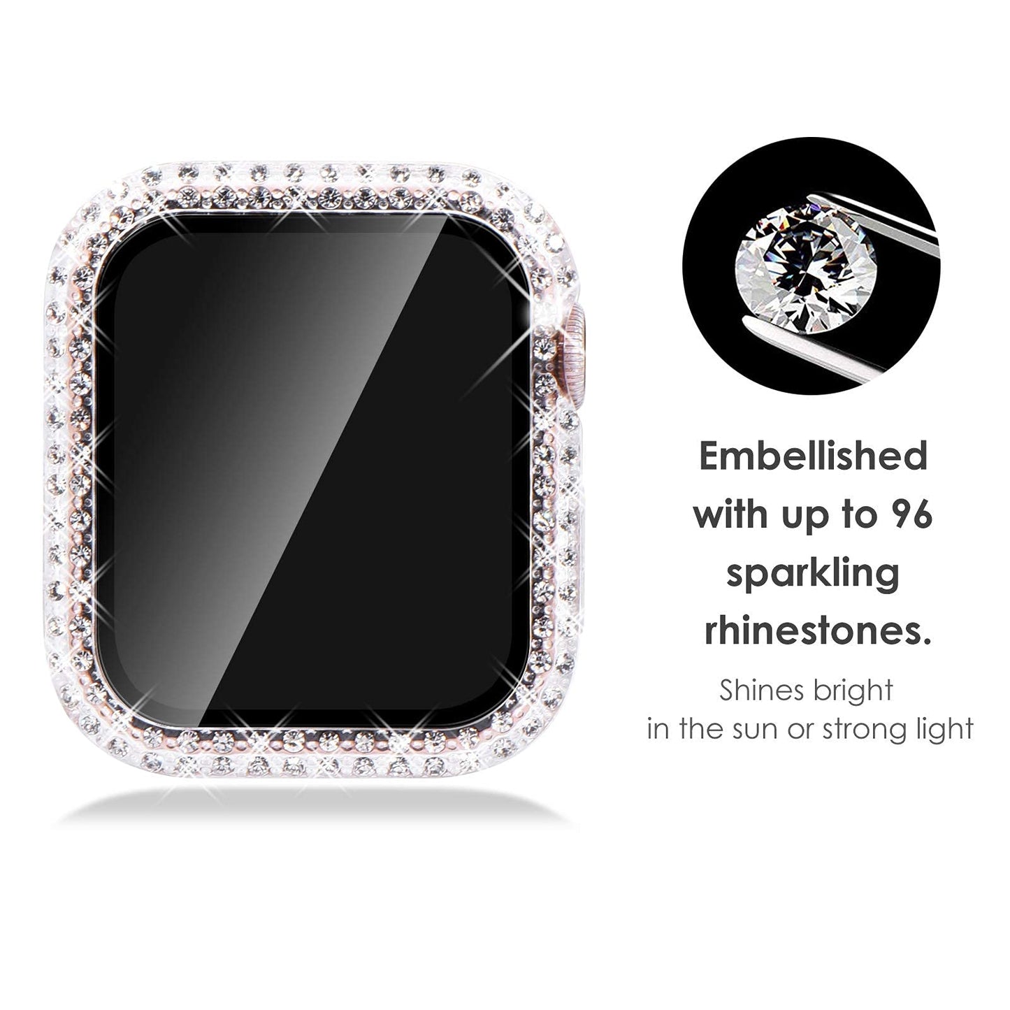 KADES Compatible for Bling Apple Watch Protective Case with Built-in Screen Protector for Apple Watch 40mm iWatch Series SE SE2022 6 5 4 (40mm, Clear)