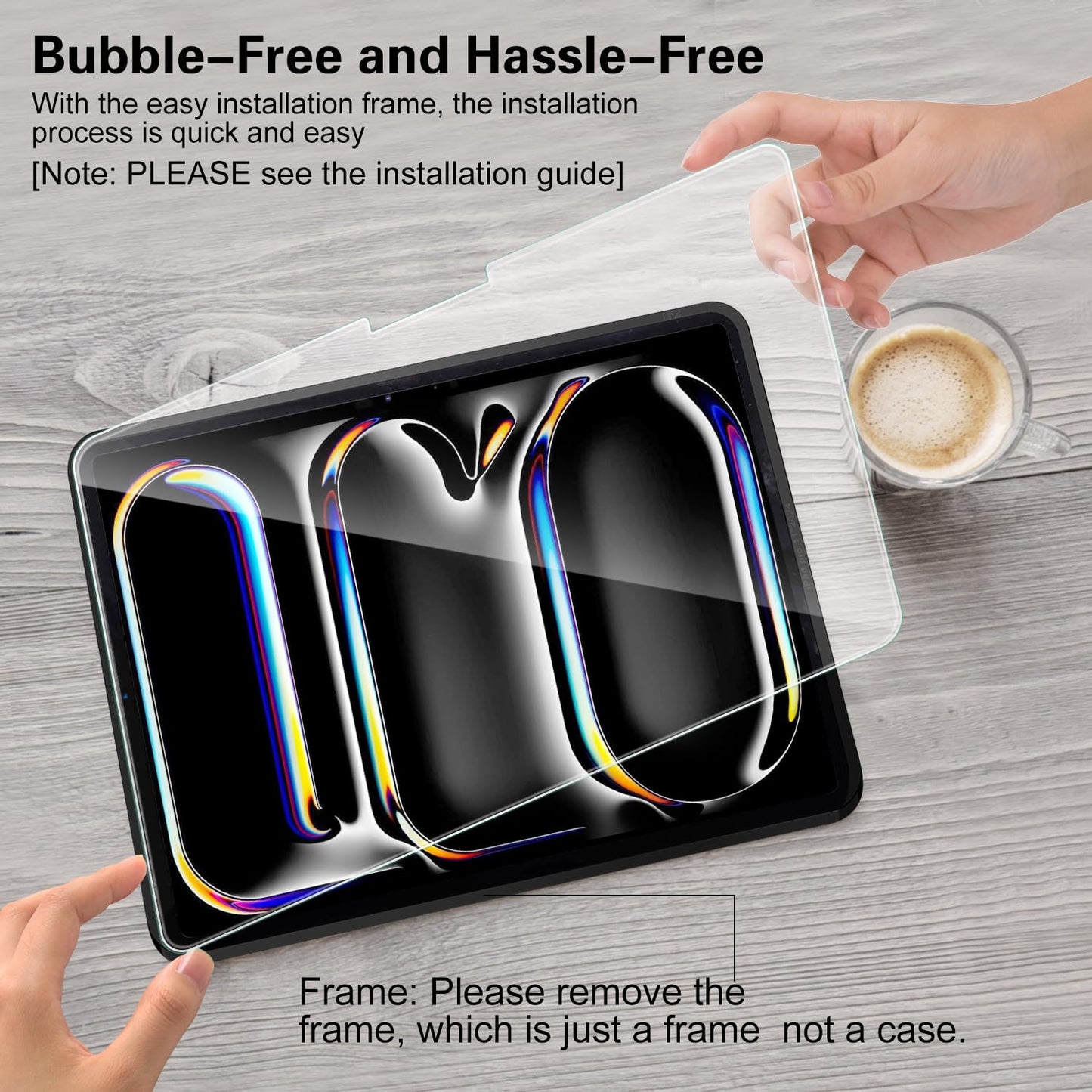 2 Pcs Screen Protector for iPad Pro 11 Inch 2024 (M4, 5th Generation) [with 2 Pcs Lens Protector], 9H Tempered Glass, [Face ID & Pencil Compatible] with Easy Installation Frame, [2+2 Pack]