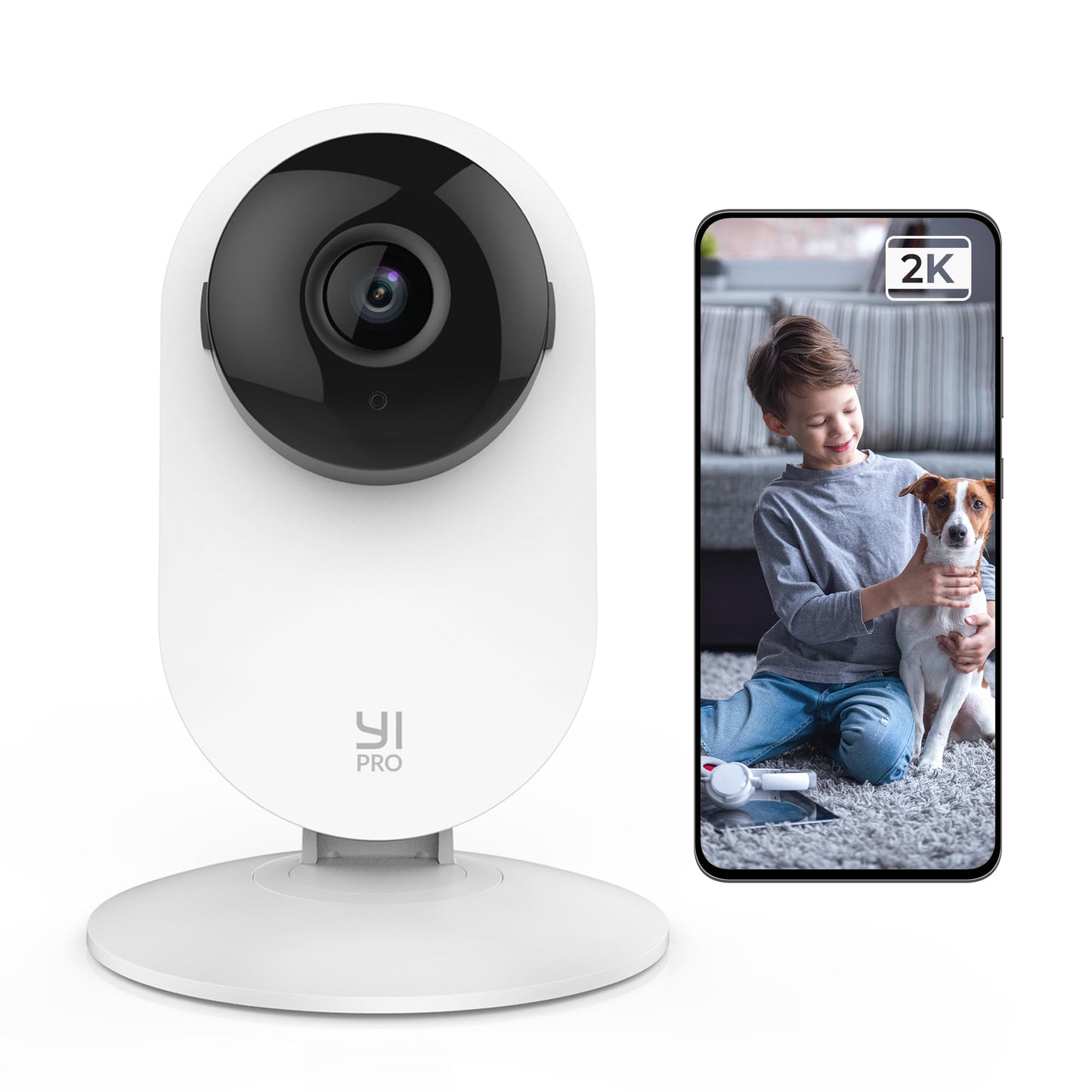 YI 2K 3MP Home Security Camera, Indoor Camera with Person, Vehicle, Animal Detection, Phone App for Baby, Pet, Dog, Monitoring, Compatible with Alexa