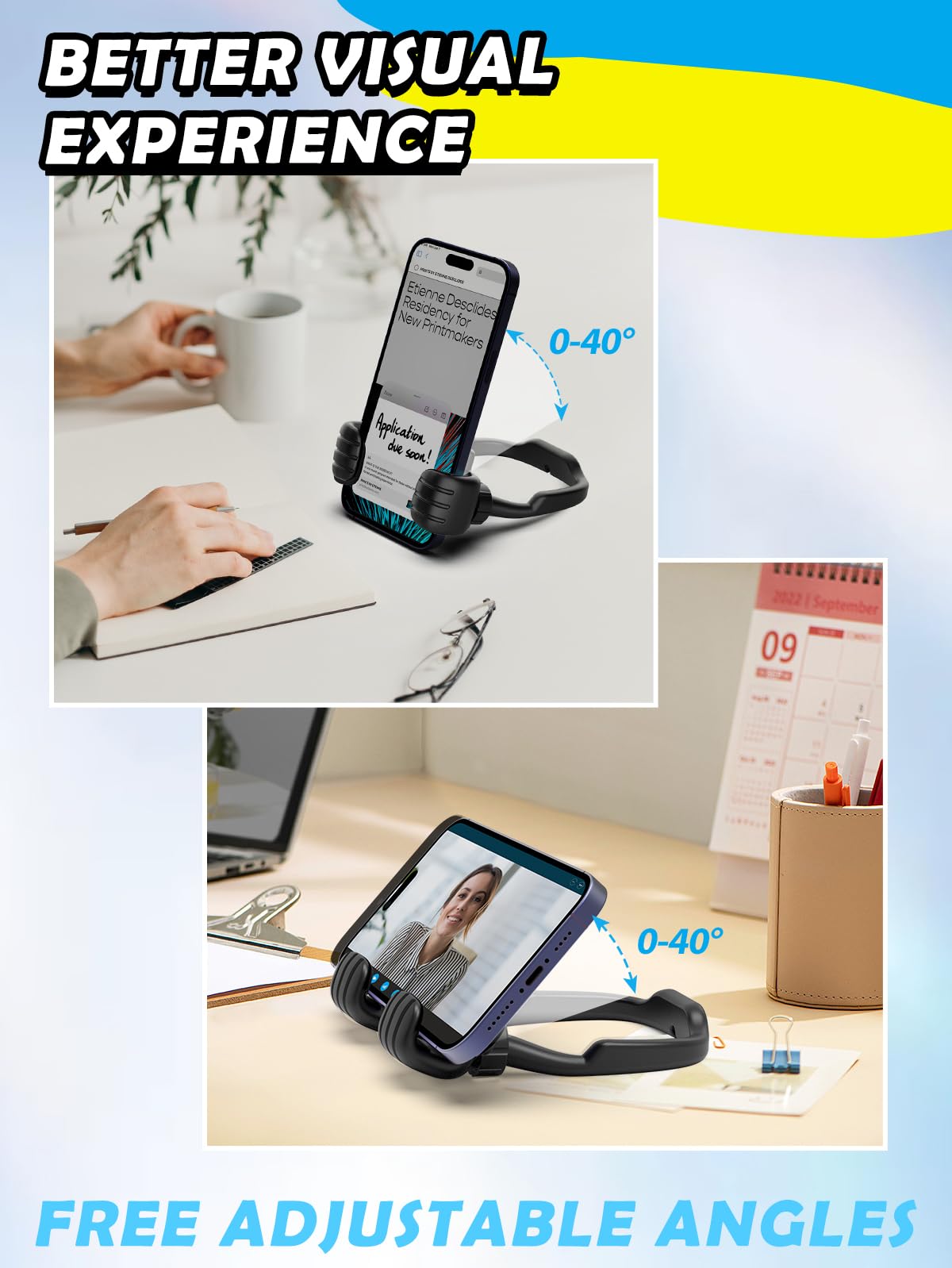 Valentines Day Gifts for Him Kids Men Teen Boys Cell Phone Stand: Thumbs Up Lazy Phone Holder for Desk Funny Gadgets Birthday Gifts for Her Women Girls Boyfriend Adults Son Daughter Teenage Students