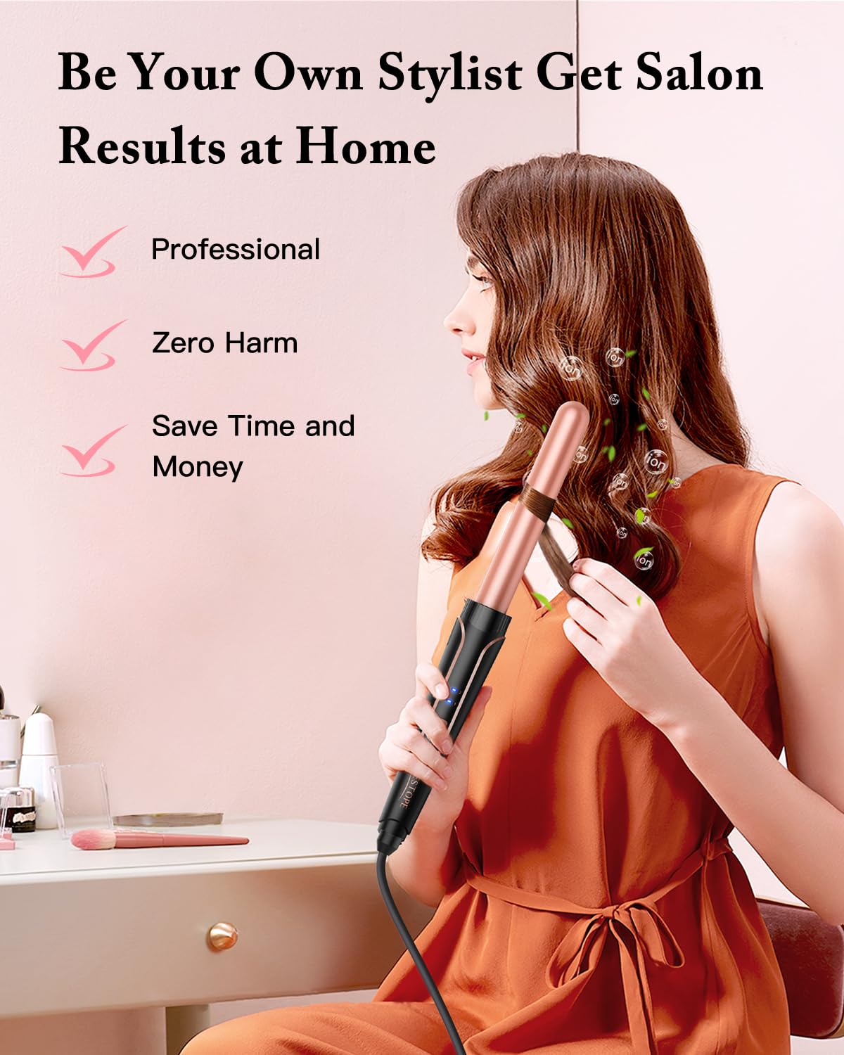 Waver Curling Iron Wand, BESTOPE PRO 5 in 1 Curling Wand Set with 3 Barrel Hair Crimper for Women, Fast Heating Hair Wand Curler in All Hair Type