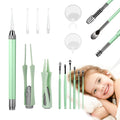 15 Pack Ear Wax Removal Tool Kit with Light - LED Ear Cleaning Kit, Ear Wax Removal for Kids and Adults, Ear Cleaning Tool, Ear Picker Spoon & Ear Tweezers & Spiral Spring Ear Spoon (Green)