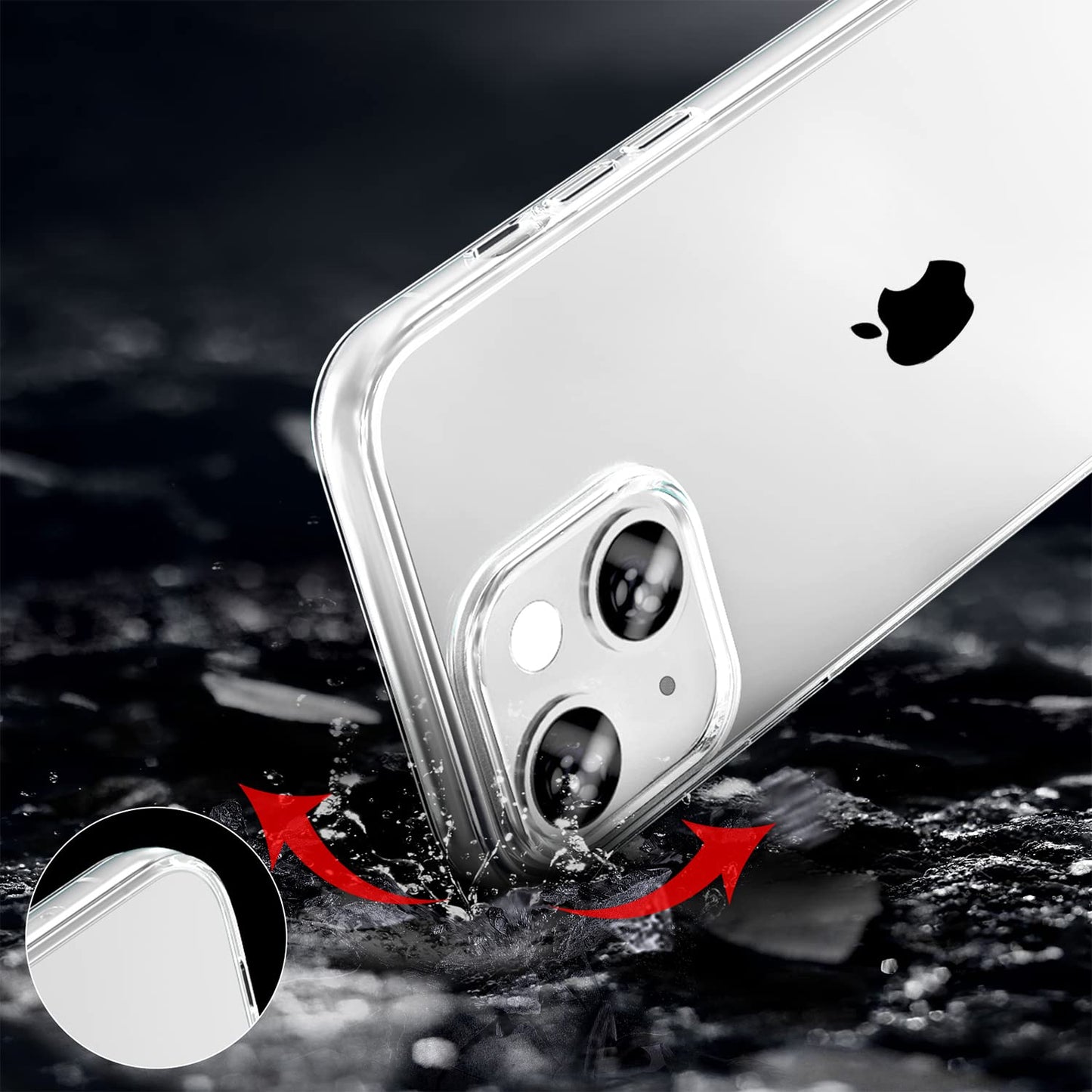 Funda de teléfono compatible con iPhone 13 y iPhone 14, funda transparente a prueba de golpes, protección fina para 6,1 pulgadas