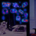 3D Glow in The Dark Game Wall Decals Gaming Wall Stickers Blue Luminous Game Room Decor Glow Gaming Controller Sticker Removable Video Game Wall Decor for Boys Kids Girls Bedroom Playroom Home Decor