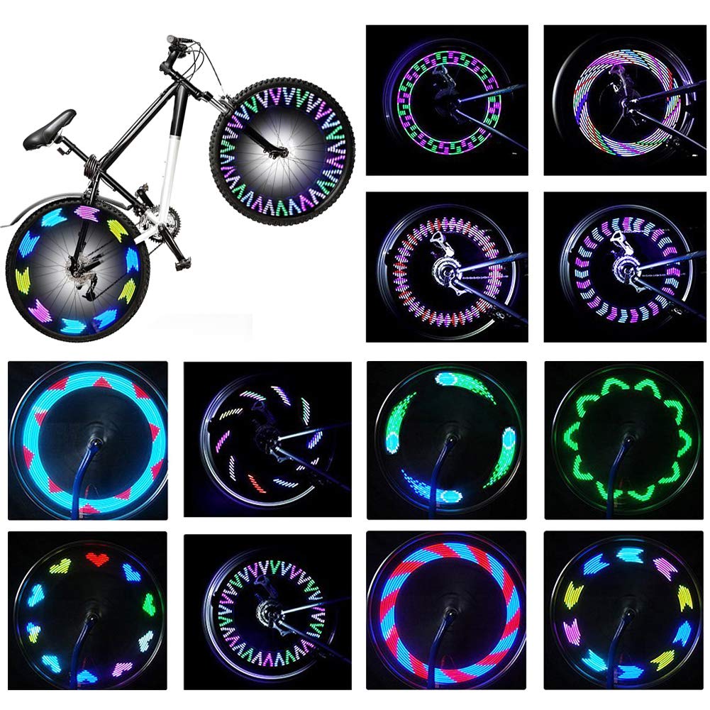 Rottay Bike Wheel Lights, Bicycle Wheel Lights Waterproof RGB Ultra Bright Spoke Lights 14-LED 30pcs Changes Patterns -Safety Cool Bike Tire Accessories Kids Adults-Visible from All Angle