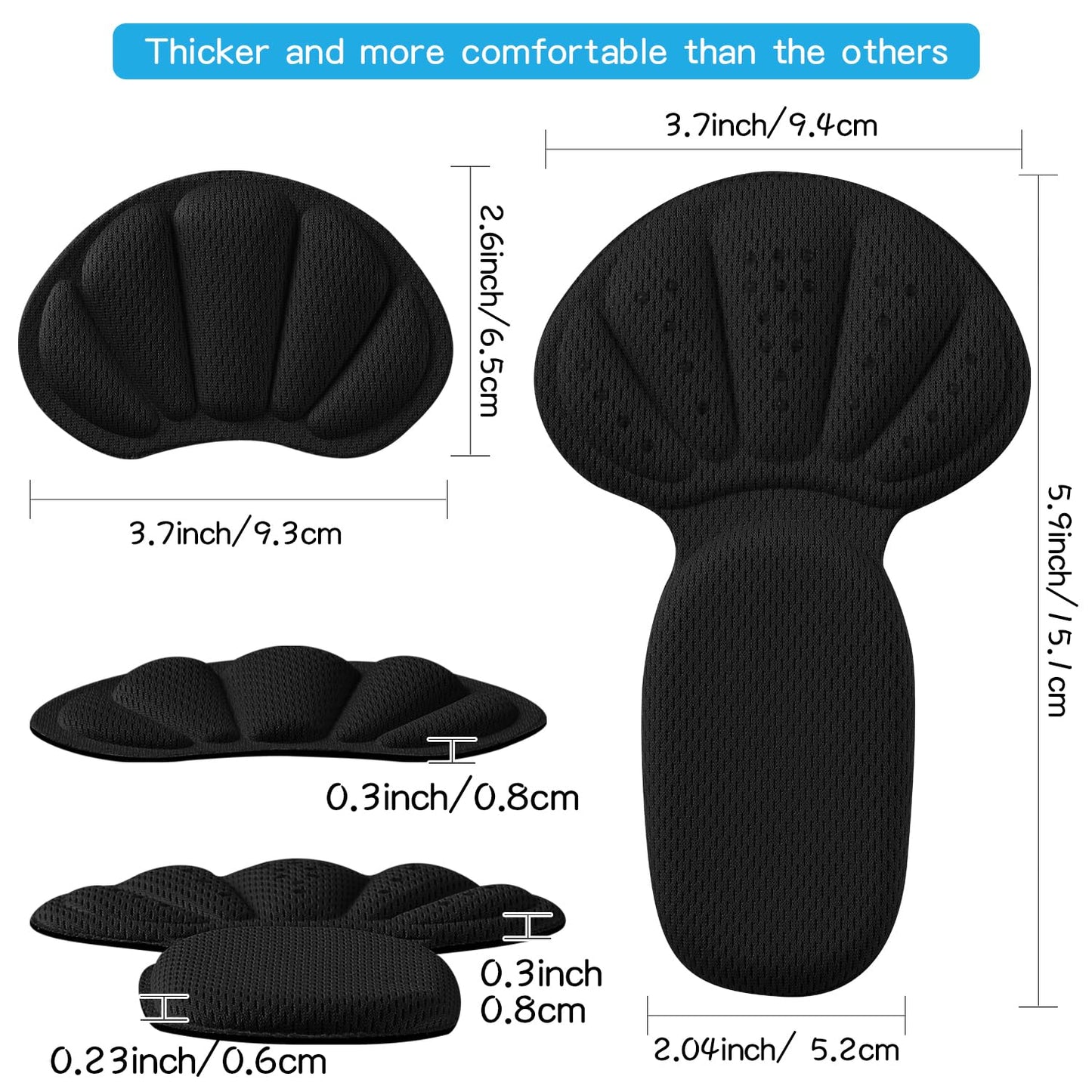 Adhesive Back of Heel Cushion Pads, Heel Grips Inserts for Boots, Too Big Loose Shoes, Reusable Heel Guards Liners for Women Men, Improve Shoe Fit