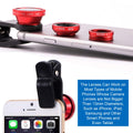 KINGMAS 3 in 1 Universal Fish Eye Lens, Macro Clip Lens Wide-Angle Camera Lens Kit for iPad iPhone Samsung Android and Most Smartphones (Red)