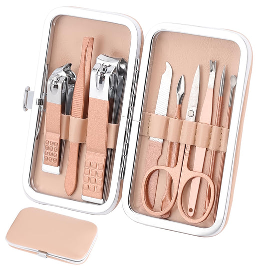 Manicure Set, Personal Care Nail Clipper Kit-9 Pieces, Professional Pedicure Set, Grooming Kit,Gift for Relatives, Friends, Families, Parent, Wife, Girlfriend