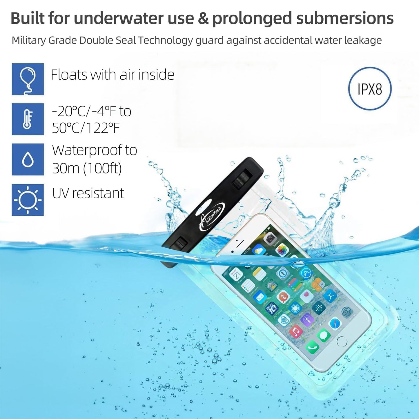 AiRunTech Waterproof Phone Pouch,Waterproof Phone Case with Lanyard Protector for iPhone 16 15 14 13 12 11 Pro Max,Waterproof Cellphone Bag Beach Cruise Ship Essentials Vacation Accessories