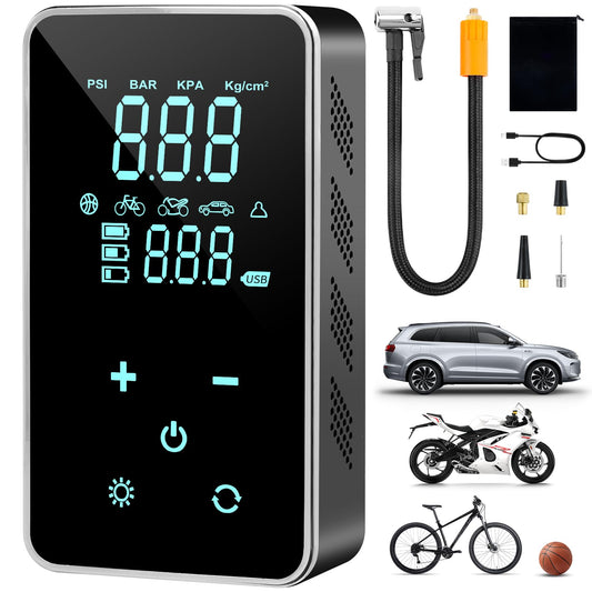 Tire Inflator Portable Air Compressor,Touch Screen,Portable Tire Inflator,18000mAh & 150PSI,Portable Air Pump for Car Tires,Cordless Fast,Bike Pump,Suitable for Car, Motorcycles, Bike, and Ball