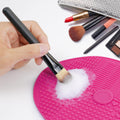 Makeup Brush Cleaner Mat Silicone Brush Cleaning Mat Big Size Make Up Brush Clean Pad with Suction Cup for Makeup Brush Cleaning (Hot Pink)