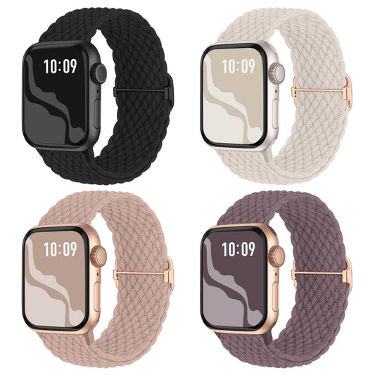 Bracelet tressé extensible pour montre Apple Watch 38 mm, 40 mm, 41 mm, 42 mm, 44 mm, 45 mm, 46 mm, 49 mm, pour femmes et hommes, bracelets élastiques en nylon pour iWatch Series 10 9 8 7 6 SE 5 4 3 2 Ultra Ultra 2