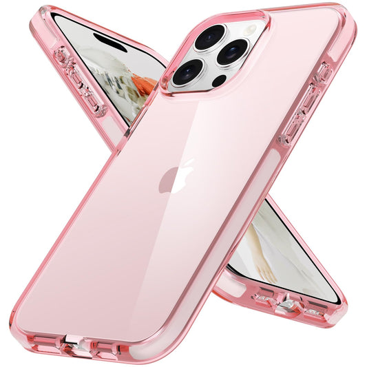 Funda para iPhone 15 Pro Max, color rosa, bonita y femenina, transparente, para mujeres y niñas, de grado militar, a prueba de caídas, a prueba de golpes, delgada y protectora (rosa)