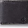 Timberland Men's Leather Wallet with Attached Flip Pocket, Black (Cloudy), One Size