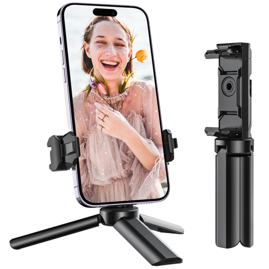 Mini Tripod, Anozer Small Tripod with Universal Phone Holder & Cold Shoe,Lightweight Phone Tripod Stand Compatible with iPhone 15 Pro Max/15 Pro/14 Pro Max/14 Pro,Travel Tripod for Camera/GoPro/Webcam