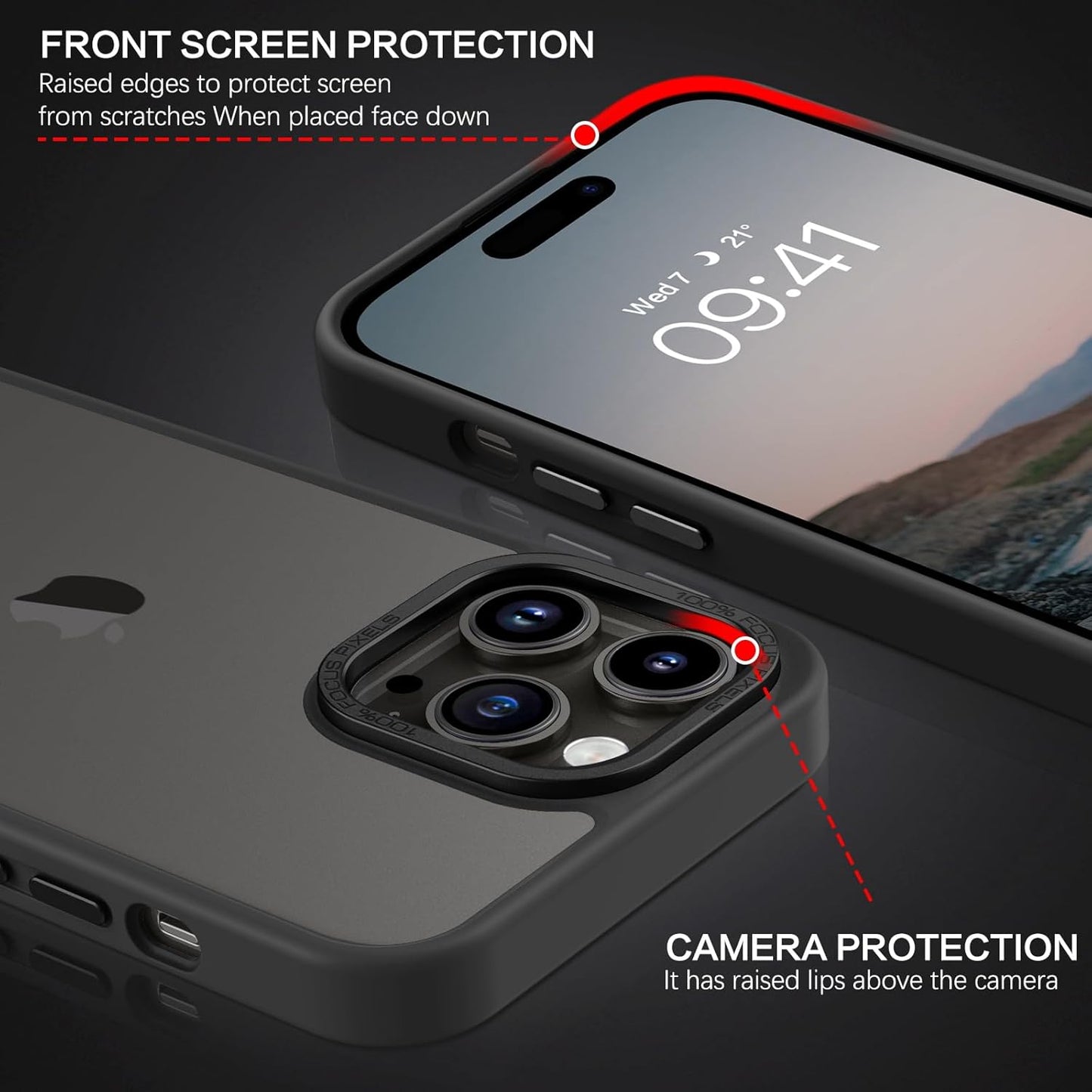 Funda para iPhone 16 Pro Max, funda para teléfono iPhone 16 Pro Max, diseño translúcido mate de ajuste delgado, a prueba de golpes, protección contra caídas, para niñas, mujeres, niños y hombres, color negro