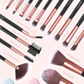 Makeup Brushes with Case, 20PCs Travel Makeup Brush Set, Foundation Concealer Blush Eyeshadow Brush Set Contour Powder Eyebrow Eyelash Brush Kit with Led Light Mirror Holder & 2 Powder Puff-Rose Gold