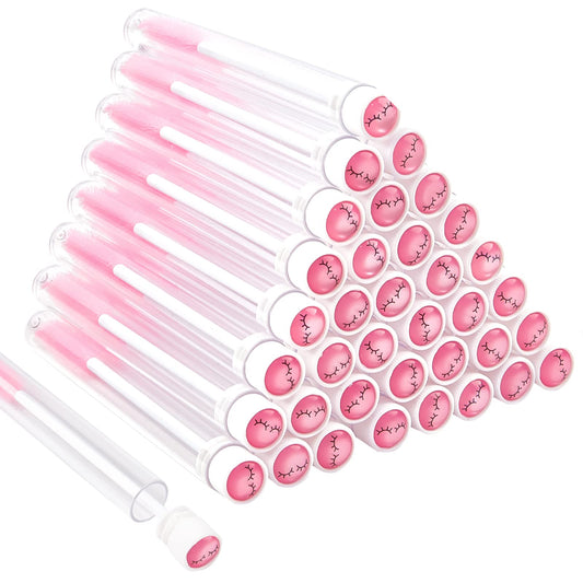 TUZAZO 80 Pieces Mascara Wand Tube Set 40 Diamond Empty Eyelash Brush Tubes Spoolies 40 Mascara Wand Lash Extension Brushes Applicators Makeup Tools (Pink Lash Style)