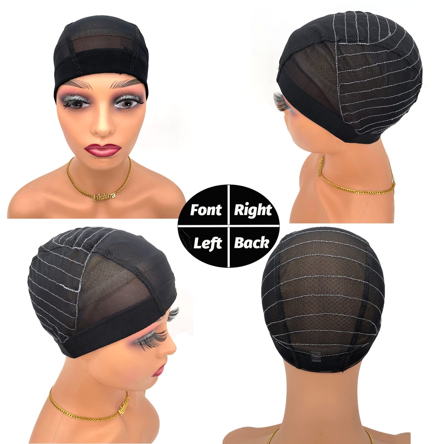 Atimiaza Wig Cap with Guideline Map for Wig Making, Stretchable Mesh Dome Caps with 1 Elastic Band and 4 Wig Combs for Beginners Sewing Wig (Medium: 21"-22", 13 * 4 Frontal)