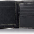 Timberland Men's Leather Wallet with Attached Flip Pocket, Black (Cloudy), One Size