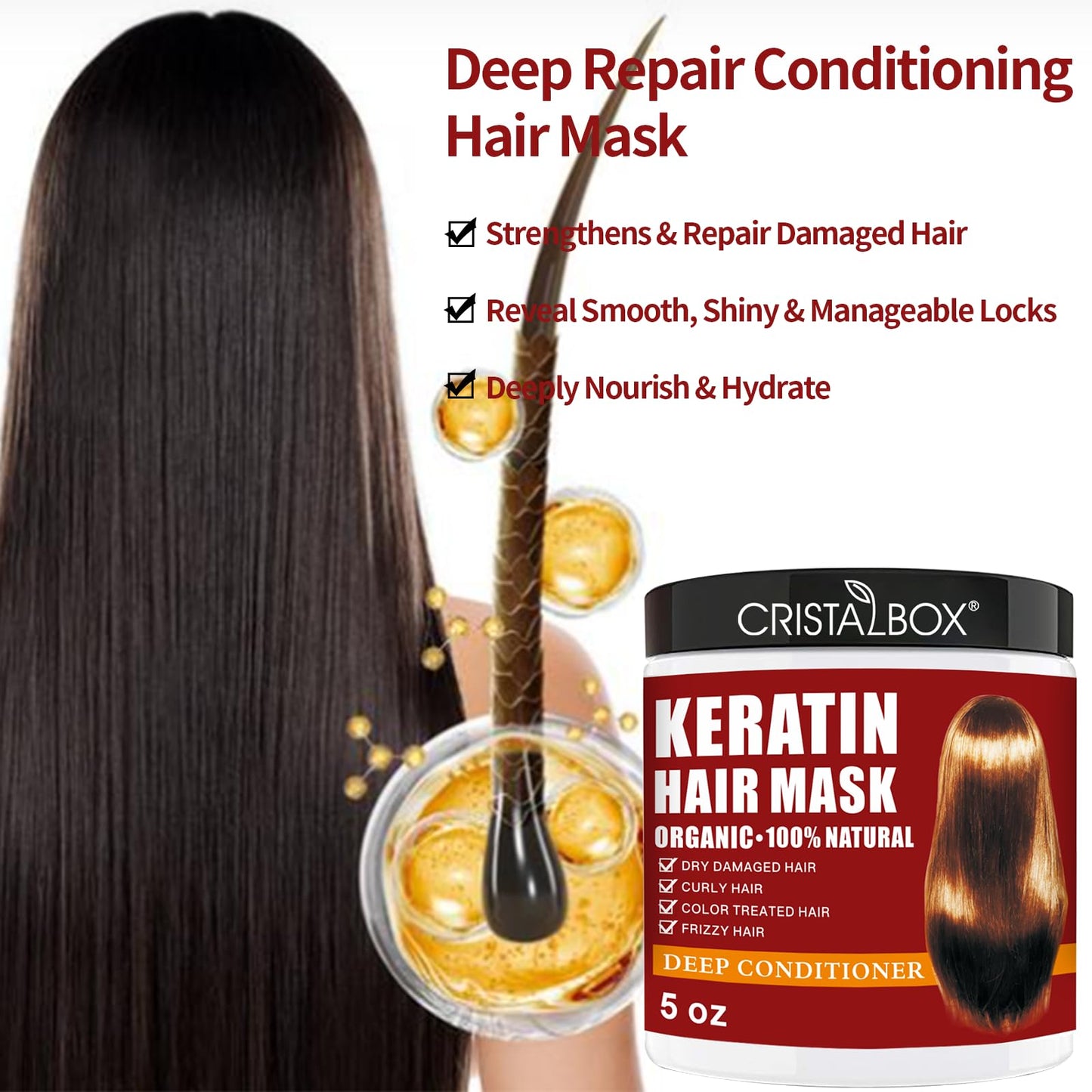 2 Pack Collagen Hair Mask & Keratin Hair Mask,Keratin Hair Treatment,Hydrating Argan Oil Hair Repair Treatment Deep Conditioner Hair Mask for Dry Hair,Collagen with Biotin Hair Treatment Mask