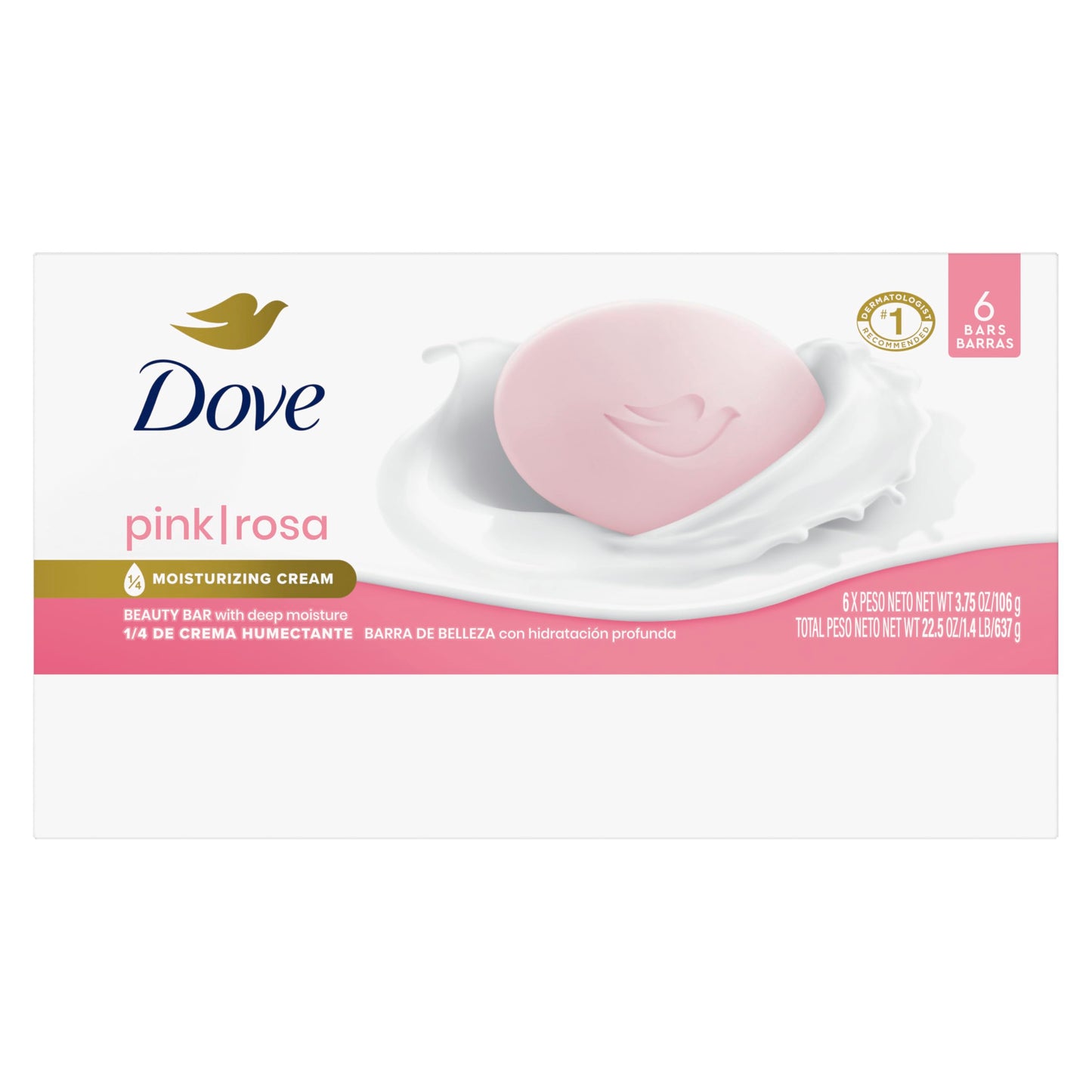 Savon en barre Dove Beauty Pink Rosa, 6 unités, pour une peau douce et lisse, nettoie et hydrate, 110 g