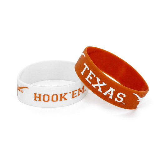 Pulsera ancha NCAA Texas Longhorns de aminco, paquete de 2